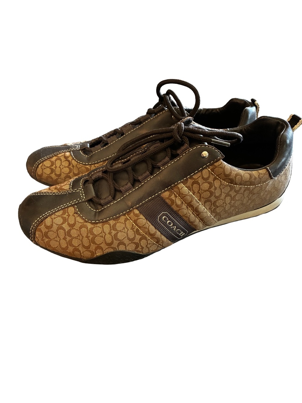 Vintage Y2K Coach Kelsie Monogram Canvas Leather Sneakers Brown 9.5